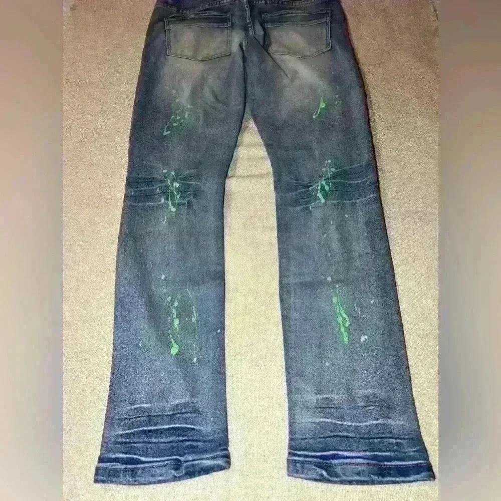 M. Society Mens Jeans Size 34x32 Skinny Fit Distressed Grunge Hip Hop B0060